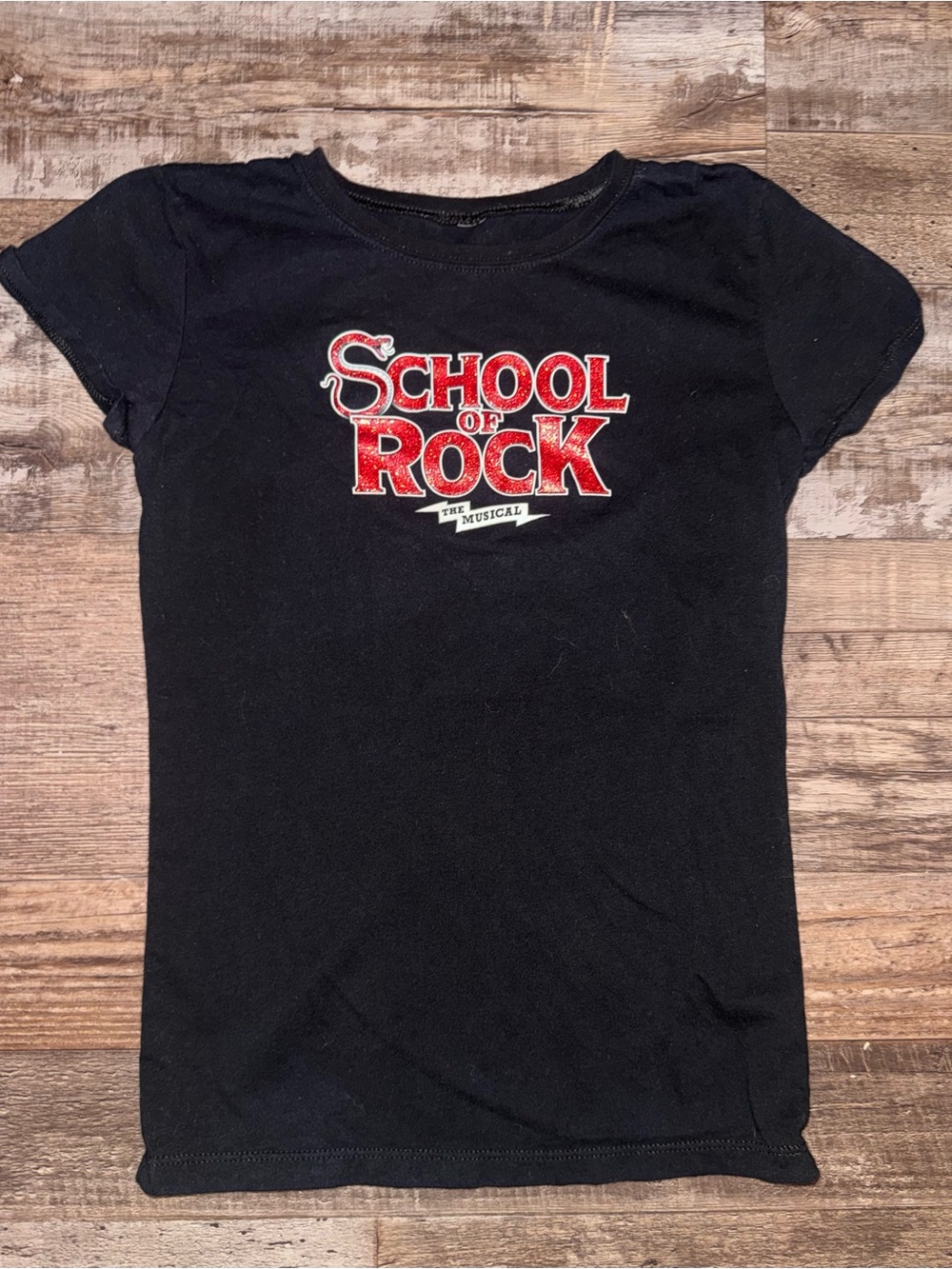 NWOT Vintage School Of Rock The Musical Girl’s Size 12 Tshirt Bling Black Red
